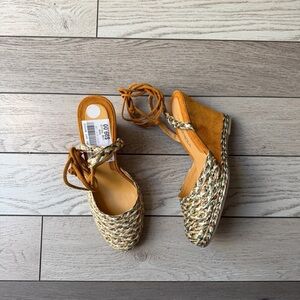 NWT Via Spiga Woven Espadrille Wedges - Lace-Up Sandals - Size 7M